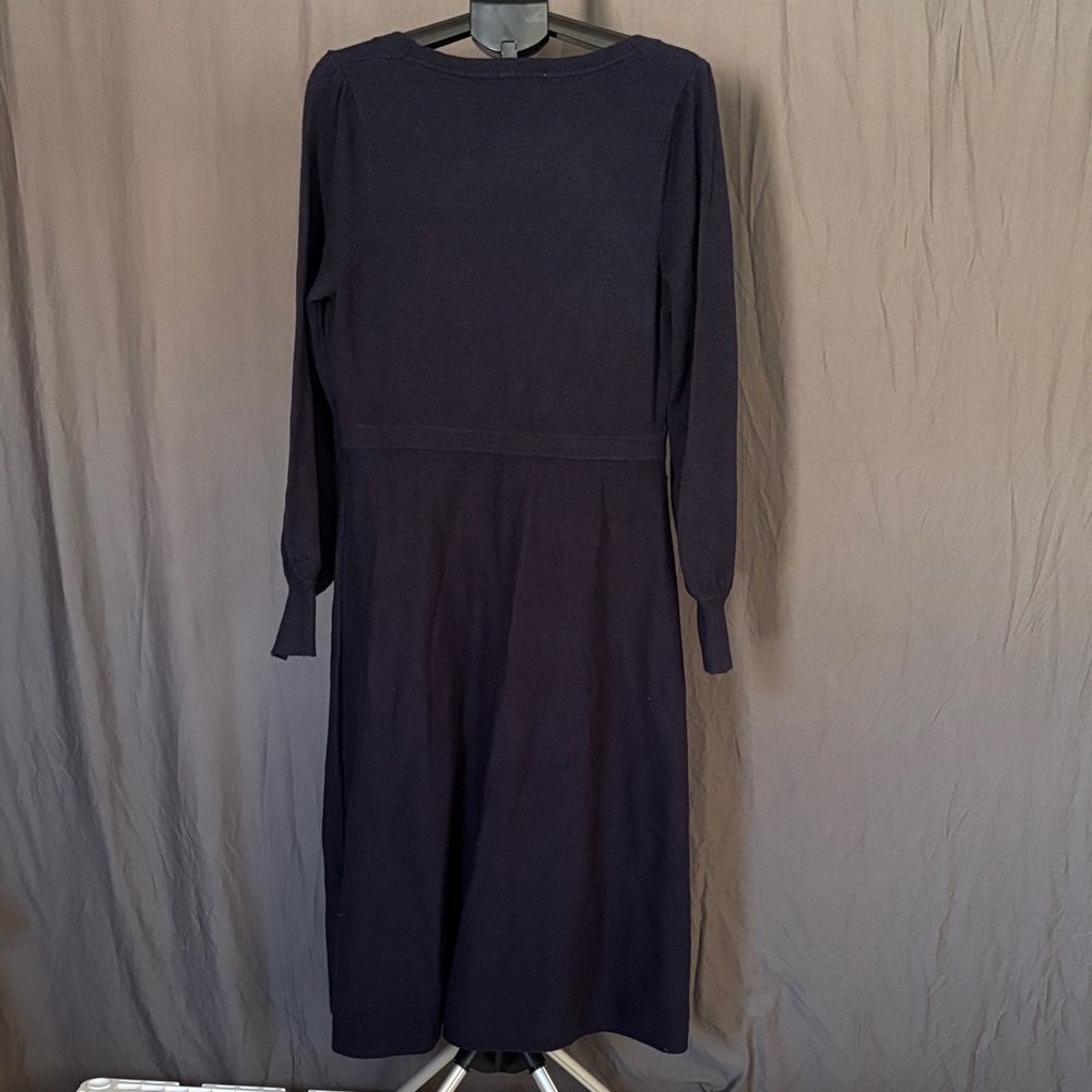 NWT Boden Square Neck Wool Blend Navy Blue Long Sleeve Sweater Dress - Picture 2 of 7